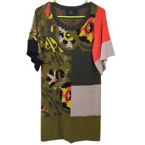 Pringle of Scotland 1815 Merino Wool Sweater Dress Women's M Knit Artsy Abstract